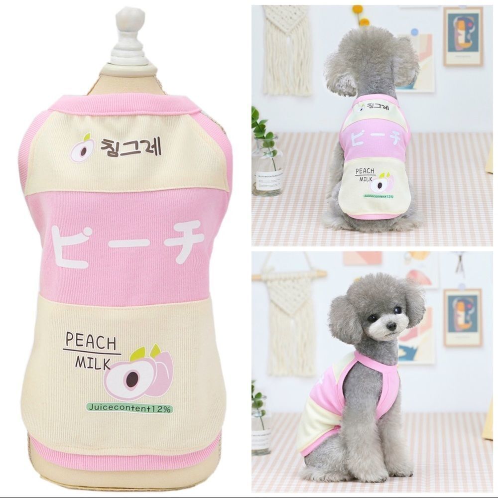 ⛔️ CLEARANCE ⛔️ Pink Peach Kawaii Milk Cartoon Pet Clothes